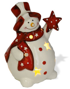 Teelichthalter Schneemann mit Zylinder