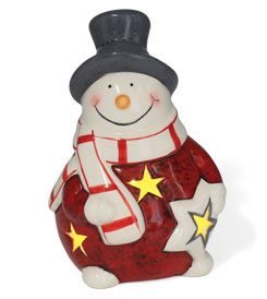 Schneemann Gunter mit LED, Keramik