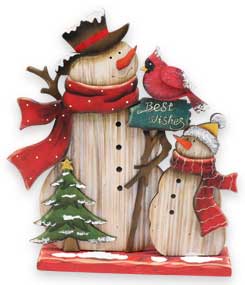 Decoration standee snowman, wood