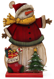 Deko-Aufsteller Schneemann aus Holz