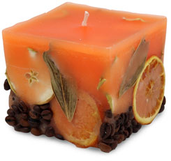 Scented candle cuboid Potpourri Fruits orange, orange flavour