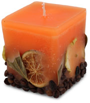 Duftkerze Quader Potpourri "Früchte" orange, Orangenduft