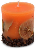 Scented candle cylinder Potpourri Fruits orange, orange flavour