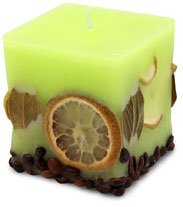 Scented candle cuboid Potpourri Fruits light green, apple flavour