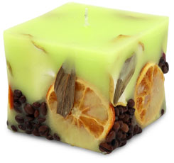 Duftkerze Quader Potpourri "Früchte" lindgrün, Apfelduft