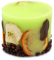 Duftkerze Zylinder Potpourri "Früchte" lindgrün, Apfelduft