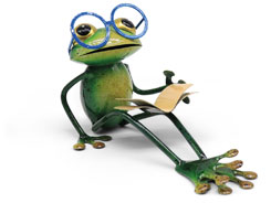 Frosch Callie beim Lesen