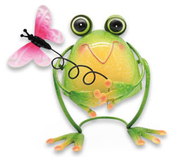 Frosch Jake mit Schmetterling, Metall