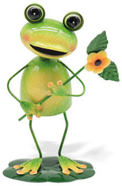 Frosch Crush mit Blume, Metall