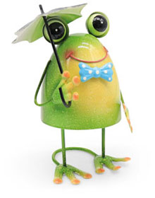 Frosch Donatello mit Regenschirm, Metall