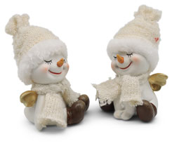 Snowman Snowflake sitzend, 2er Mix, Polyresin