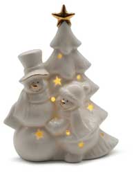 LED porcelain snowmen family