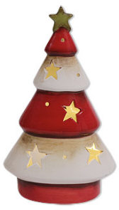 Tealight holder fir red-white
