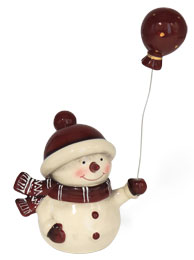 Schneemann Rudolf mit Luftballon, Keramik