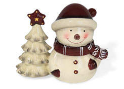 Schneemann Rudolf mit Tannenbaum, Keramik
