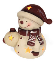 Teelichthalter Schneemann Rudolf, Keramik