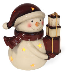 Teelichthalter Schneemann Rudolf, Keramik