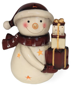 Teelichthalter Schneemann Rudolf, Keramik