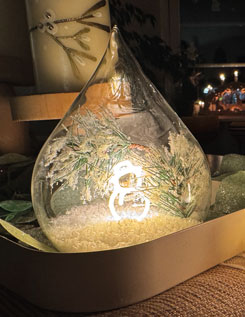 Glas-LED Lichtzapfen mit Schneemann