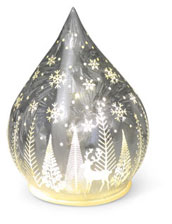 Glas-LED Lichtzapfen silber Winterlandschaft