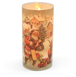 Kerzenlampion mit Wachs und LED Wintermotiv 1