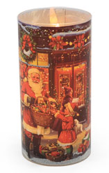 Kerzenlampion mit Wachs und LED Wintermotiv 2