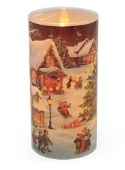 Kerzenlampion mit Wachs und LED Wintermotiv 3