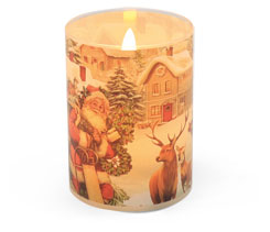 Kerzenlampion mit Wachs und LED Wintermotiv 1