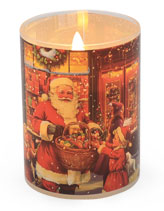 Kerzenlampion mit Wachs und LED Wintermotiv 2