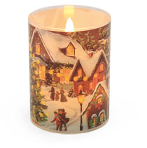 Kerzenlampion mit Wachs und LED Wintermotiv 3