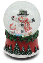 Music box snow globe snowman with child