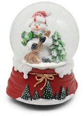 Spieluhr Schneekugel Schneemann mit Besen