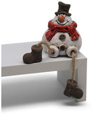 Snowman, sitting on edge
