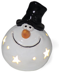 Schneemann Frosti mit LED, Timer, Keramik