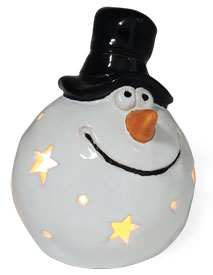 Teelichthalter Schneemann Frosti, Keramik