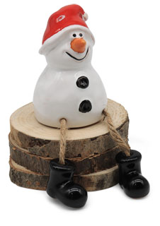 Kantenhocker Schneemann Flöckchen, Keramik