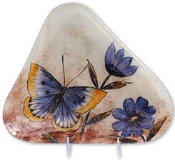 Glasplatte "Schmetterling mit Blume" Dreieck