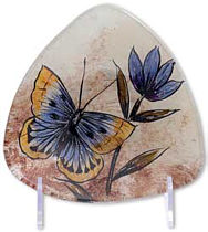 Glasplatte "Schmetterling mit Blume" Dreieck