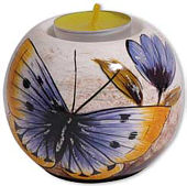 Teelichthalter aus Keramik "Schmetterling mit Blume"