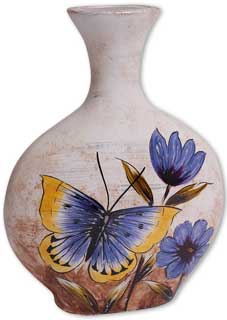 Vase "Schmetterling mit Blume" bauchig