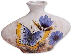 Vase "Schmetterling mit Blume" oval