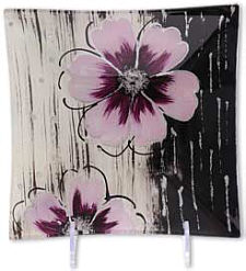 Glasplatte "Blume" Viereck