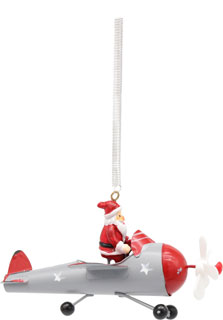 Schwingfigur Weihnachtsmann im Flugzeug