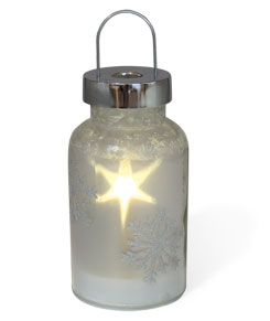 Glas-LED silber Laterne Winterlandschaft