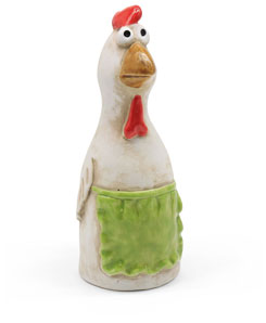 Zaunstecker Henne & Hahn, Steingut