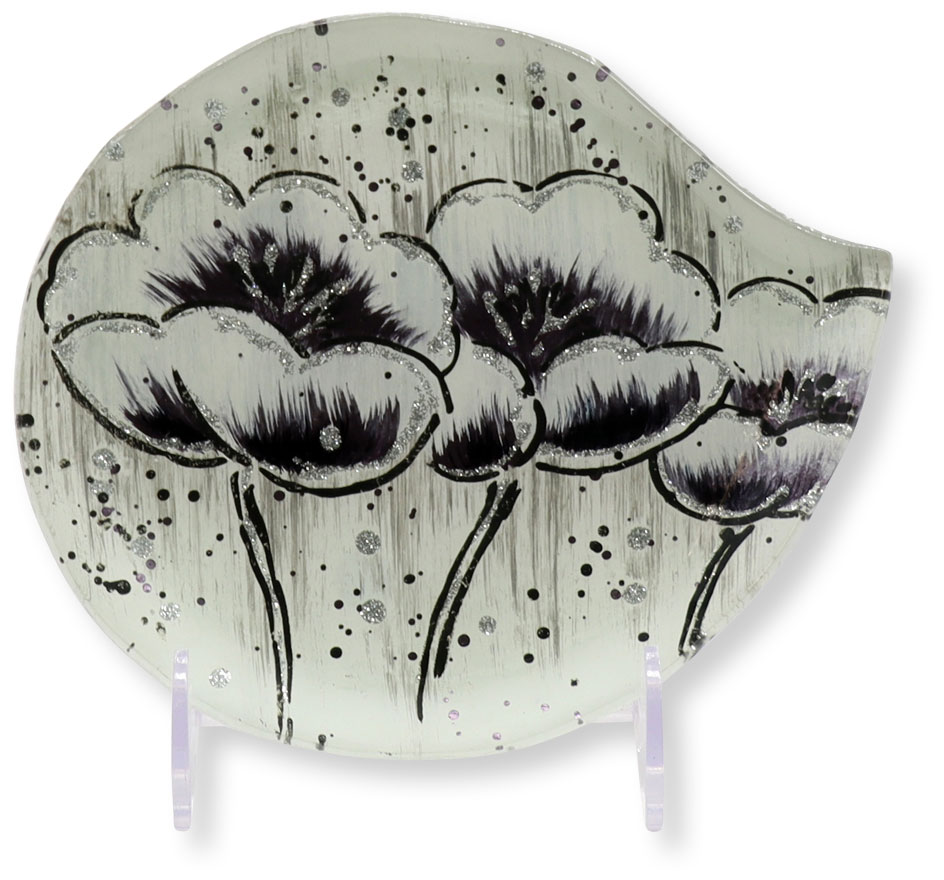 Glass plate "Weisse Lilie" (white lily) round, 