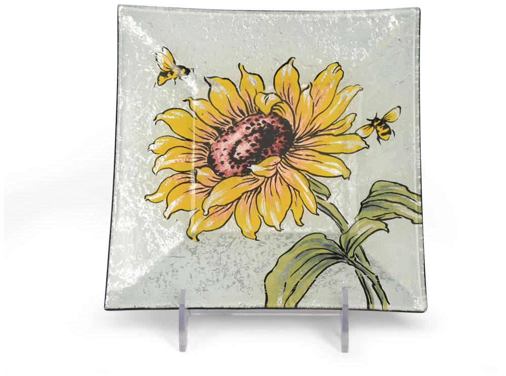 Glass plate "Sonnenblume" (sunflower) square, 