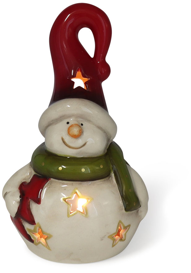 Snowman Ludi with cap, LED, 