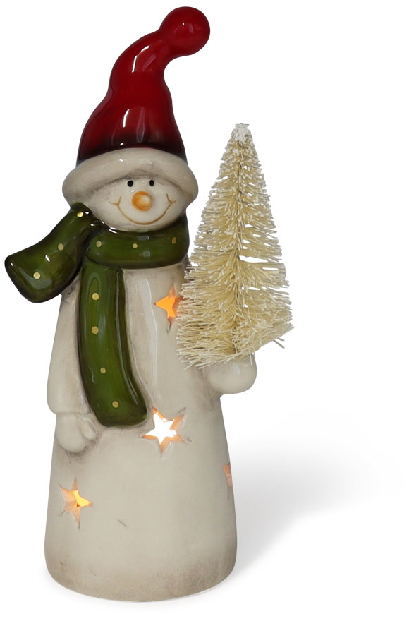 Snowman Ludi with fir, LED, 