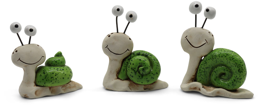 Miniature snail, mix of 3, green, 